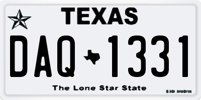 TX license plate DAQ1331