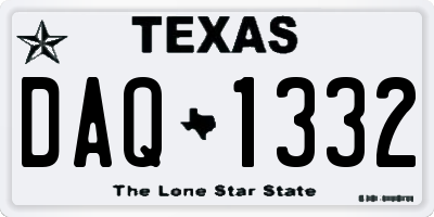 TX license plate DAQ1332