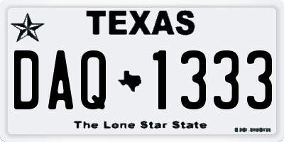 TX license plate DAQ1333