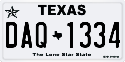 TX license plate DAQ1334