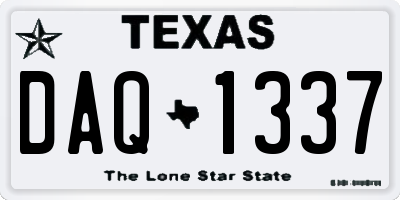 TX license plate DAQ1337