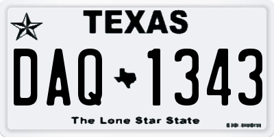 TX license plate DAQ1343