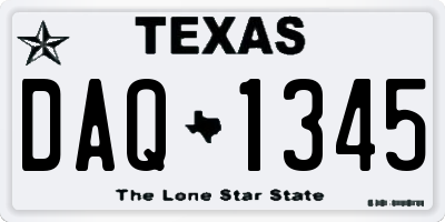 TX license plate DAQ1345