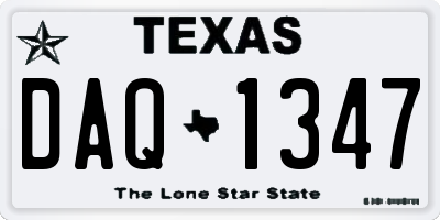 TX license plate DAQ1347
