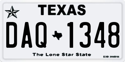 TX license plate DAQ1348
