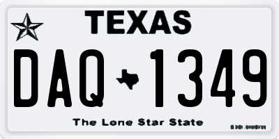 TX license plate DAQ1349