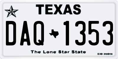 TX license plate DAQ1353