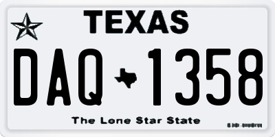 TX license plate DAQ1358
