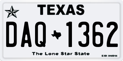 TX license plate DAQ1362