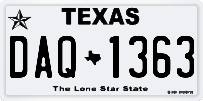 TX license plate DAQ1363
