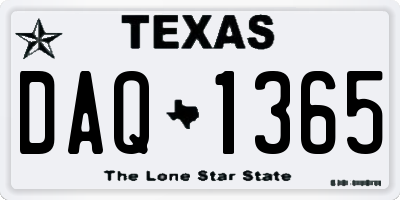 TX license plate DAQ1365