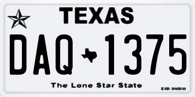 TX license plate DAQ1375