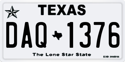 TX license plate DAQ1376