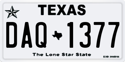 TX license plate DAQ1377