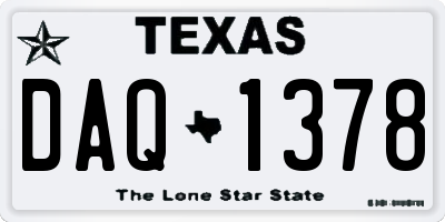 TX license plate DAQ1378