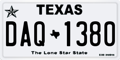TX license plate DAQ1380