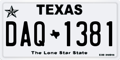 TX license plate DAQ1381