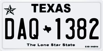 TX license plate DAQ1382