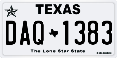TX license plate DAQ1383