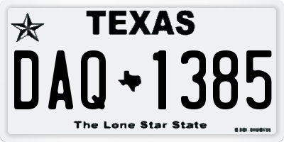 TX license plate DAQ1385