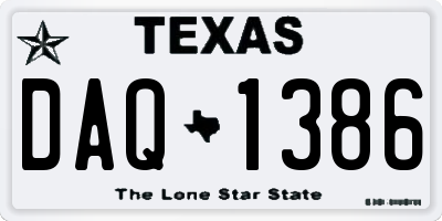 TX license plate DAQ1386