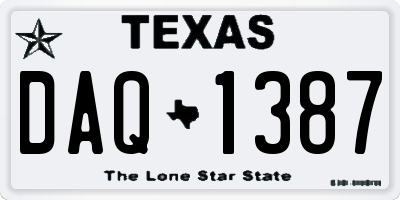 TX license plate DAQ1387