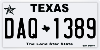 TX license plate DAQ1389