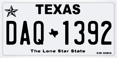 TX license plate DAQ1392