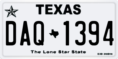 TX license plate DAQ1394