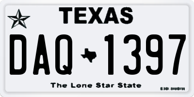 TX license plate DAQ1397