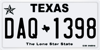 TX license plate DAQ1398