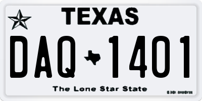TX license plate DAQ1401