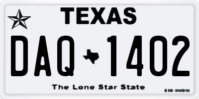 TX license plate DAQ1402