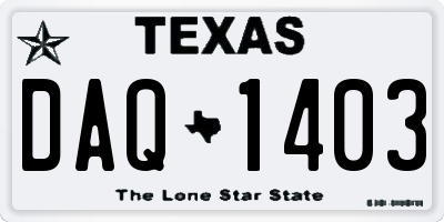 TX license plate DAQ1403