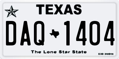 TX license plate DAQ1404