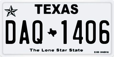 TX license plate DAQ1406