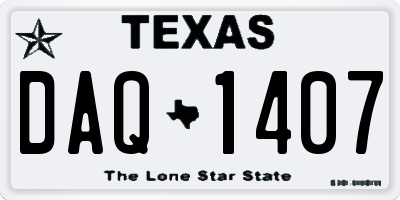 TX license plate DAQ1407