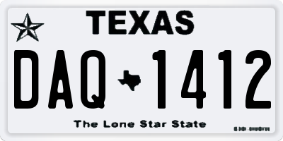 TX license plate DAQ1412