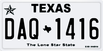 TX license plate DAQ1416