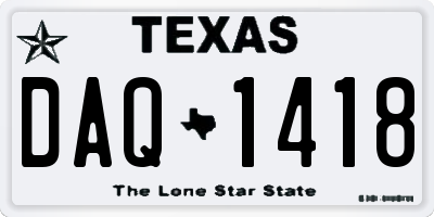 TX license plate DAQ1418