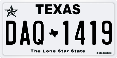 TX license plate DAQ1419