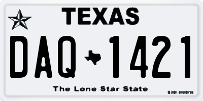 TX license plate DAQ1421