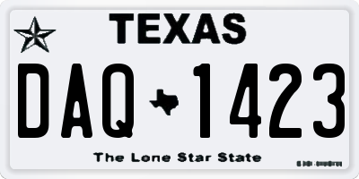 TX license plate DAQ1423