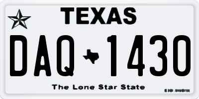 TX license plate DAQ1430