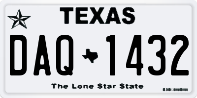 TX license plate DAQ1432