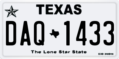 TX license plate DAQ1433