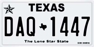 TX license plate DAQ1447