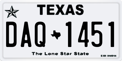 TX license plate DAQ1451