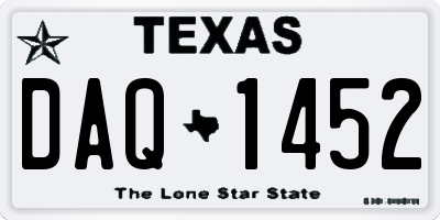 TX license plate DAQ1452