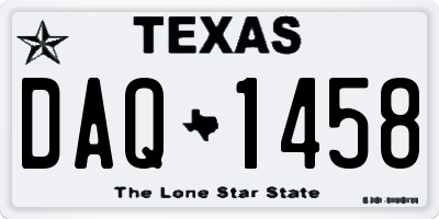TX license plate DAQ1458